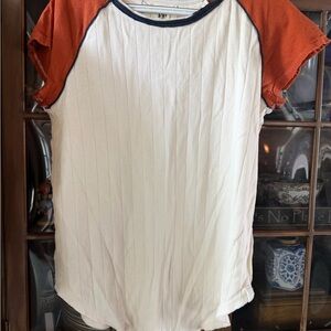 We The Free Ivory and Burnt Orange Raglan Tee